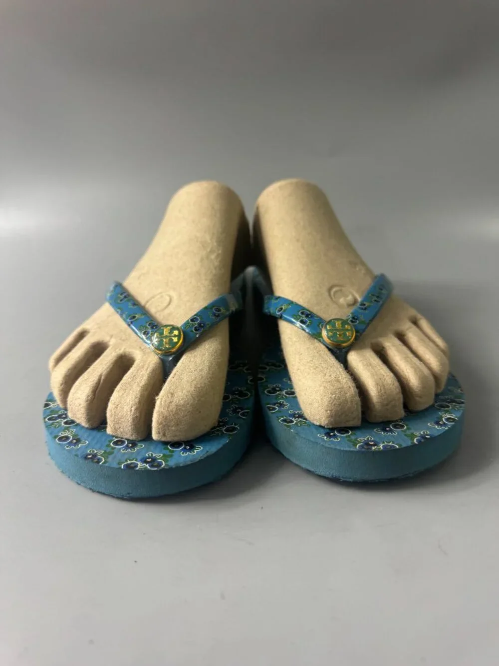 Tory Burch All Over Print Flip Flops in Blue